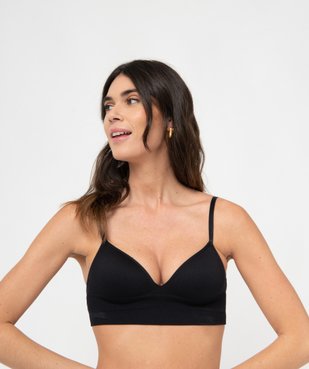 Brassière push-up en maille côtelée à fines bretelles vue1 - GEMO 4G FEMME - GEMO