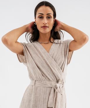 Combinaison pantalon cache-cœur à fines rayures femme vue5 - GEMO(FEMME PAP) - GEMO