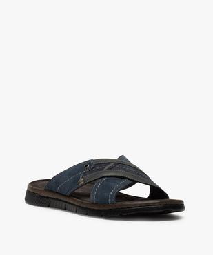 Mules homme en cuir à larges brides croisées vue2 - GEMO (CASUAL) - GEMO