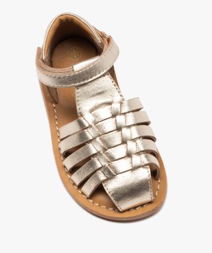 Sandales bébé fille en cuir métallisé unis avec brides scratch vue5 - GEMO 4G FILLE - GEMO