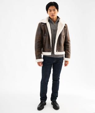 Jean en denim stretch brut coupe droite homme vue5 - GEMO 4G HOMME - GEMO
