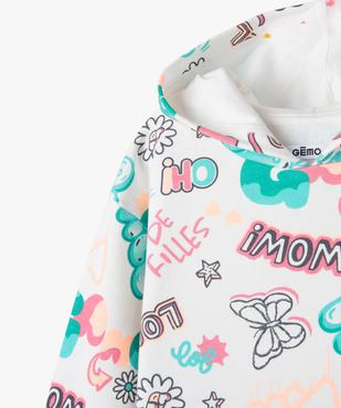 Sweat à capuche avec inscriptions graffitis fille vue3 - GEMO 4G FILLE - GEMO