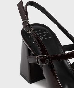 Escarpins sling-back vernis à bout pointu et talon large femme - Follow Me vue6 - FOLLOW ME - GEMO
