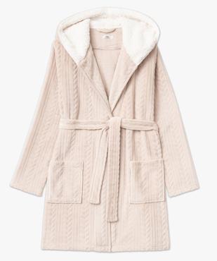 Robe de chambre femme courte à capuche en maille peluche vue4 - GEMO(HOMWR FEM) - GEMO