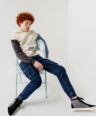 Jean cargo en denim délavé et extensible garçon vue8 - GEMO (JUNIOR) - GEMO