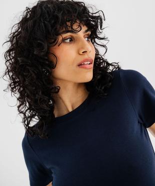 Tee-shirt manches courtes en coton stretch uni femme vue2 - GEMO(FEMME PAP) - GEMO