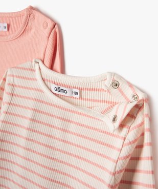 Tee-shirt à manches longues finitions froncées bébé fille (lot de 2) vue2 - GEMO(BEBE DEBT) - GEMO