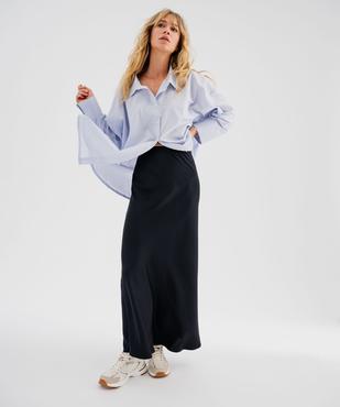 Jupe longue en matière satinée taille élastique femme vue5 - GEMO 4G FEMME - GEMO