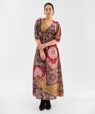 Robe longue col V femme vue3 - GEMO(FEMME PAP) - GEMO