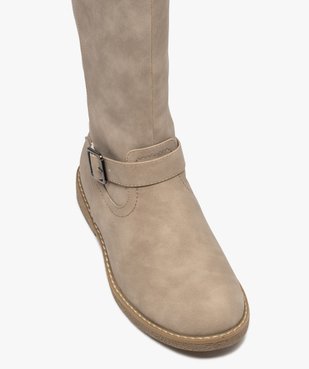 Bottes femme à talon plat dessus uni et col duveteux vue5 - GEMO (CASUAL) - GEMO
