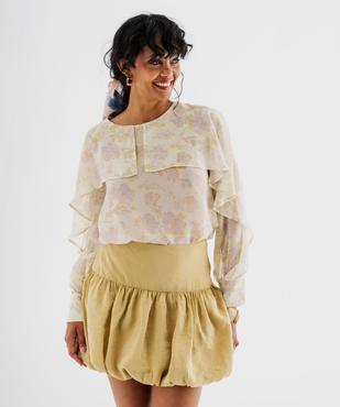 Blouse manches longues en voile fleur femme vue1 - GEMO(FEMME PAP) - GEMO