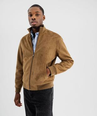 Veste en suédine à col montant homme vue2 - GEMO (HOMME) - GEMO