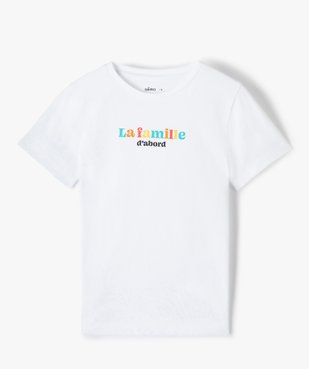 Tee-shirt fille à manches courtes inscription colorée devant vue1 - GEMO (ENFANT) - GEMO