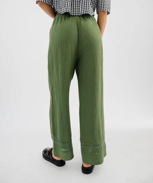 Pantalon large en gaze de coton et dentelle ajourée femme vue3 - GEMO(FEMME PAP) - GEMO