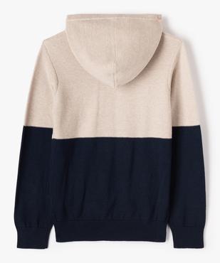 Pull garçon bicolore à capuche avec poche kangourou vue3 - GEMO (JUNIOR) - GEMO