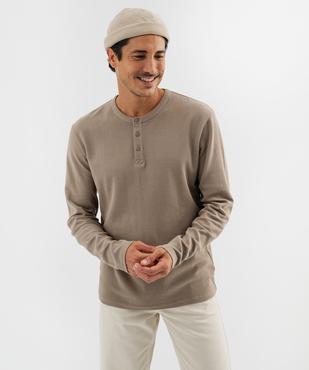 Tee-shirt manches longues avec col tunisien homme vue3 - GEMO 4G HOMME - GEMO