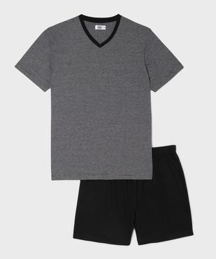 Pyjashort bicolore en coton homme vue6 - GEMO 4G HOMME - GEMO