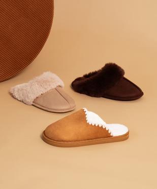 Chaussons mules en suédine avec fourrure imitation femme vue7 - GEMO(HOMWR FEM) - GEMO