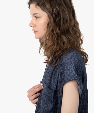 Chemise femme imprimée à manches courtes en matière satinée vue2 - GEMO(FEMME PAP) - GEMO