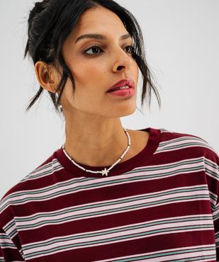 Tee-shirt manches longues à rayures coupe large femme vue2 - GEMO 4G FEMME - GEMO