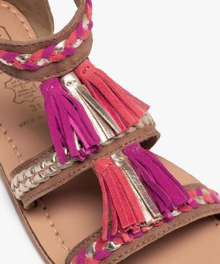 Sandales fille zippées à brides et pompons en cuir  vue6 - GEMO (ENFANT) - GEMO