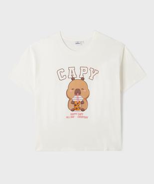 Tee-shirt manches courtes oversize imprimé fille - Capyfun vue2 - CAPYFUN - GEMO