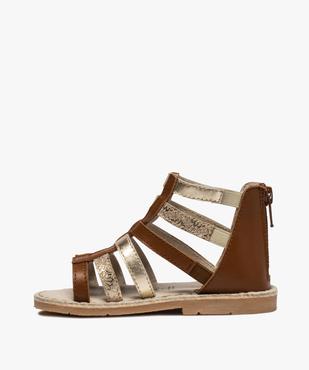 Sandales fille style spartiates à brides métallisées en cuir vue3 - GEMO (ENFANT) - GEMO