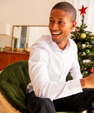 Chemise manches longues en coton texturé homme vue1 - GEMO (HOMME) - GEMO