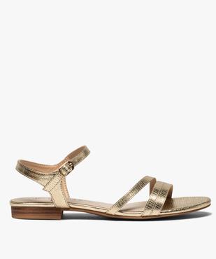 Sandales femme à talon plat et brides imitation serpent vue1 - GEMO (CASUAL) - GEMO