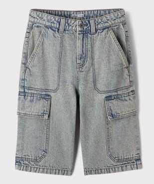 Bermuda en jean cargo regular en coton délavé garçon vue1 - GEMO (JUNIOR) - GEMO