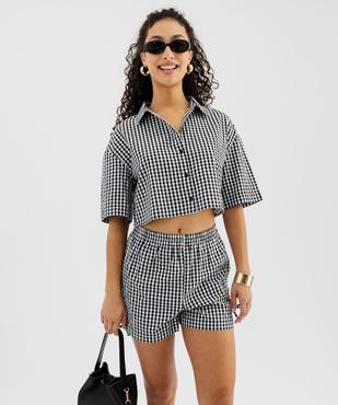 Chemise manches courtes coupe courte motif vichy femme vue3 - GEMO(FEMME PAP) - GEMO
