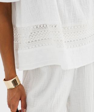 Blouse en gaze de coton avec détails brodés femme vue2 - GEMO(FEMME PAP) - GEMO