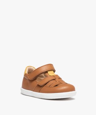 Sandales bébé garçon en cuir avec brides ajourées et à scratch - NA! vue2 - NA! - GEMO