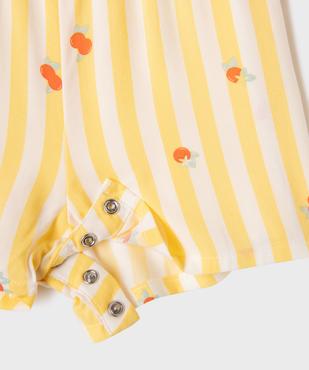 Combishort en viscose rayée et imprimé bébé fille vue2 - GEMO 4G BEBE - GEMO