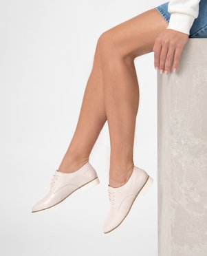Derbies femme unis dessus brillant avec semelle fine bicolore vue1 - GEMO (CASUAL) - GEMO