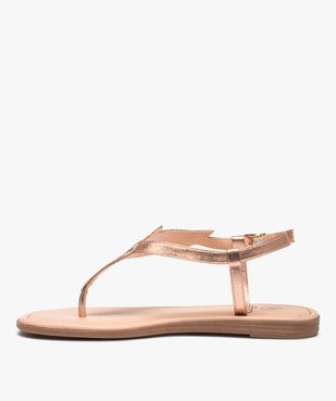 Sandales femme à talon plat et bride entre-doigts à strass vue3 - GEMO (CASUAL) - GEMO