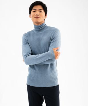 Pull fin à col roulé maille fantaisie sur l’avant homme vue1 - GEMO 4G HOMME - GEMO