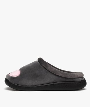 Chaussons femme mules en velours ras motifs cœurs vue3 - GEMO(HOMWR FEM) - GEMO
