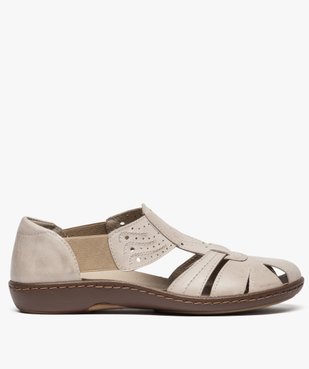 Sandales femme confort dessus cuir à brides élastiquées vue1 - GEMO (CONFORT) - GEMO