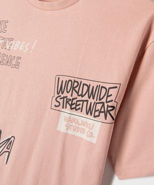 Tee-shirt manches courtes avec inscriptions streetwear garçon vue2 - GEMO 4G GARCON - GEMO