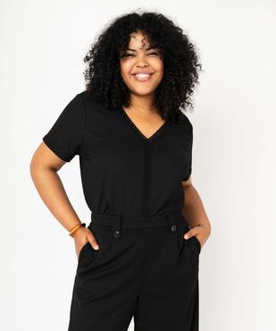Tee-shirt à manches courtes et col V femme grande taille vue1 - GEMO (G TAILLE) - GEMO