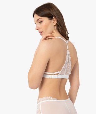 Brassière à bonnets triangles en dentelle avec dos travaillé vue2 - GEMO(HOMWR FEM) - GEMO