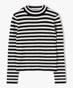 Pull rayé en maille côtelée fille vue1 - GEMO (ENFANT) - GEMO