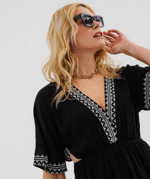 Robe de plage courte en viscose à encolure V et découpes côtés femme vue2 - GEMO 4G FEMME - GEMO