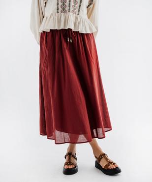 Jupe longue et ample en voile de coton à taille élastiquée femme vue2 - GEMO(FEMME PAP) - GEMO