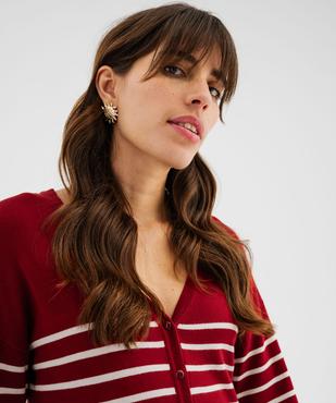 Gilet rayé en maille fluide et douce femme vue4 - GEMO 4G FEMME - GEMO