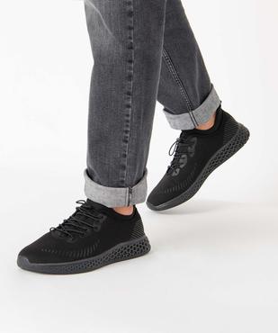 Baskets homme unies dessus en maille et semelle alvéolée vue1 - GEMO 4G HOMME - GEMO