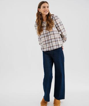Blouse manches longues à carreaux à col fantaisie et boutonnière femme vue4 - GEMO(FEMME PAP) - GEMO