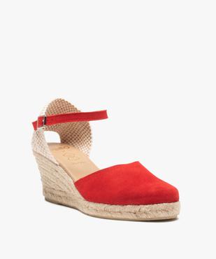 Sandales femme compensées dessus cuir uni vue2 - GEMO(URBAIN) - GEMO