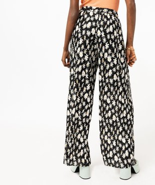 Pantalon large en maille plissée à motifs fleuris femme vue3 - GEMO(FEMME PAP) - GEMO